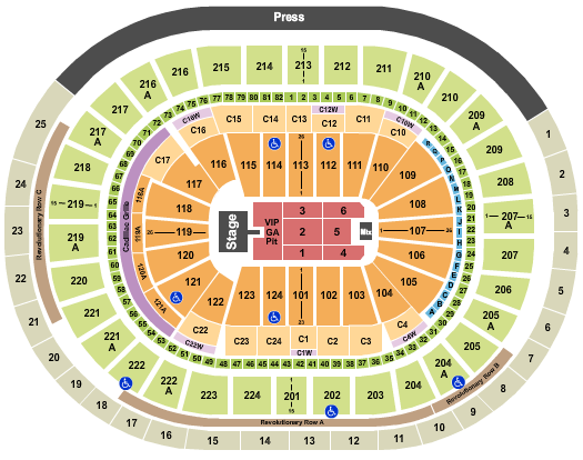 Wells Fargo Center - PA (formerly Wachovia Center) Seating Chart