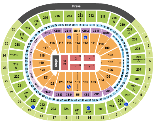 Wells Fargo Center - PA Dead and Company Seating Chart