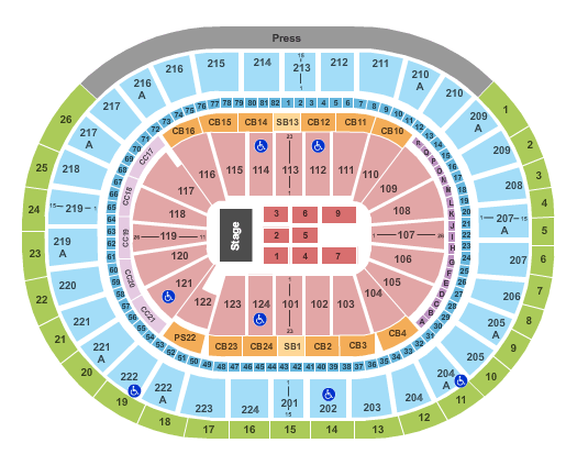 Wells Fargo Center - PA End Stage 3 Seating Chart