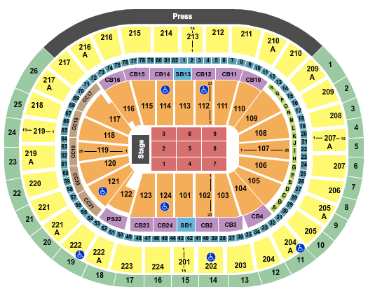 Wells Fargo Center - PA End Stage 4 Seating Chart