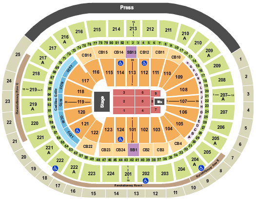 Wells Fargo Center - PA End Stage 5 Seating Chart
