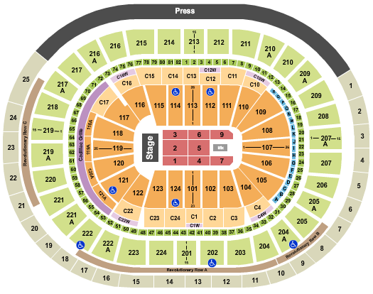 Wells Fargo Center - PA End Stage 6 Seating Chart