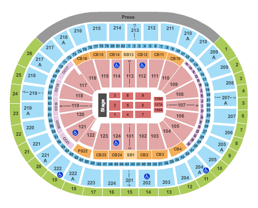 Wells Fargo Center - PA 360 End Stage Seating Chart