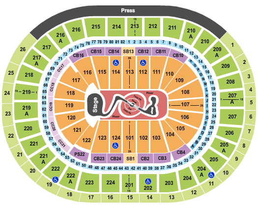 Wells Fargo Center - PA Justin Timberlake Seating Chart