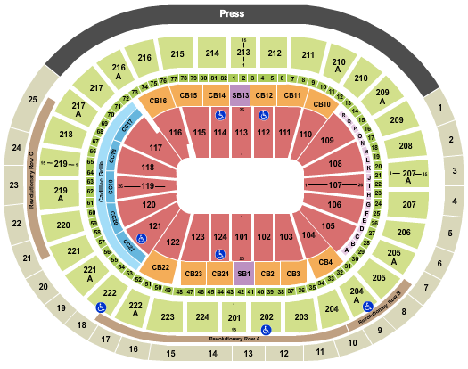 Wells Fargo Center - PA Open Floor Seating Chart