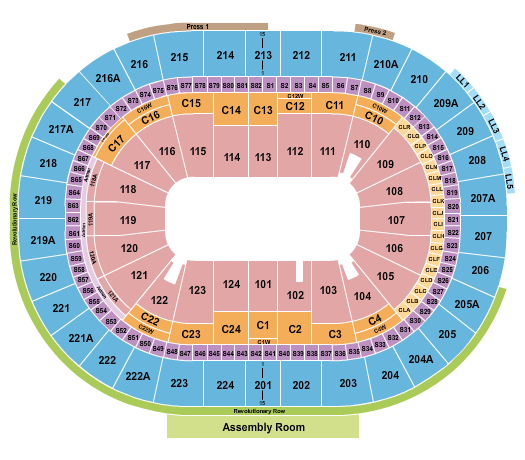 Wells Fargo Center - PA Open Floor Seating Chart