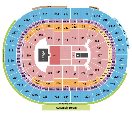 Wells Fargo Center - PA Pearl Jam 2 Seating Chart