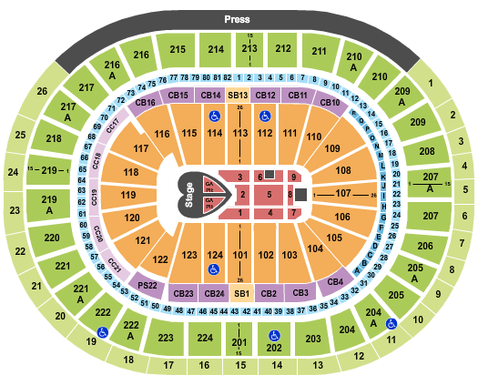 Wells Fargo Center - PA Pink Seating Chart