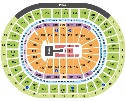 Wells Fargo Center - PA Shania Twain 2018' Seating Chart