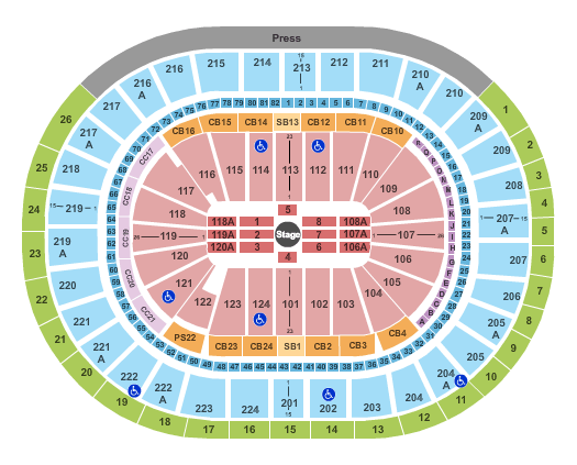 Wells Fargo Center - PA Center Stage Seating Chart