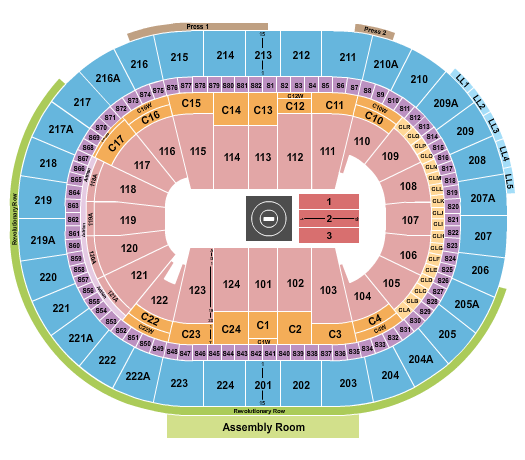 Wells Fargo Center - PA Wrestling - 1 mat Seating Chart