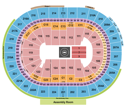 Xfinity Mobile Arena Wrestling - 1 mat Seating Chart