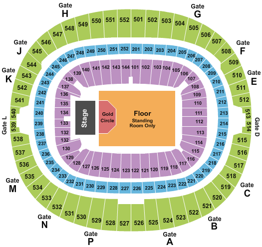 Wembley Stadium End Stage Gold Circle Seating Chart