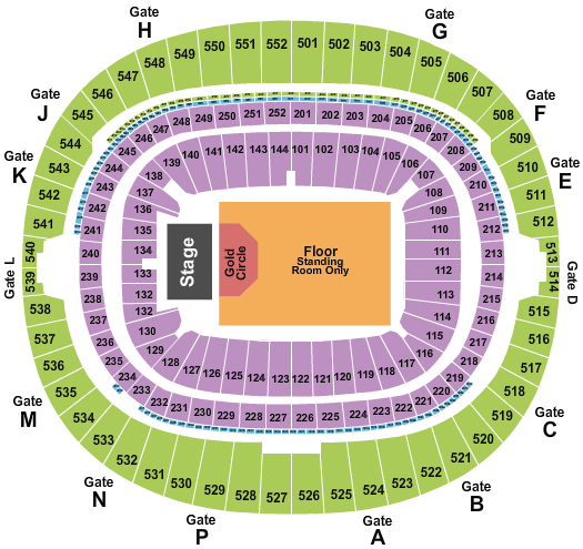 Wembley Stadium End Stage Gold Circle Seating Chart