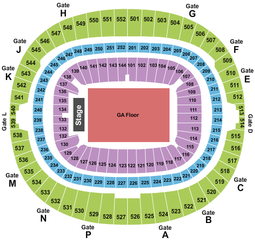 Wembley Stadium End Stage GA Floor Seating Chart