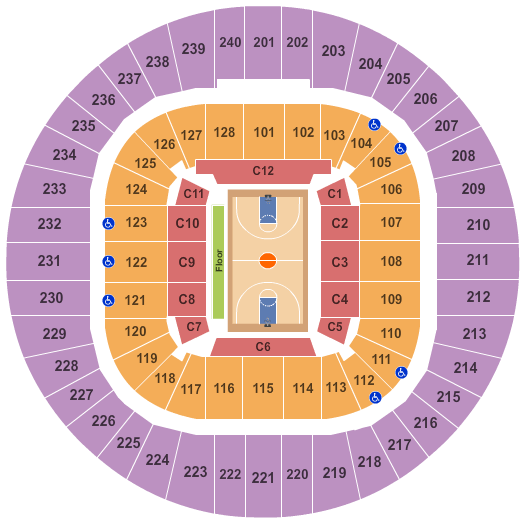 seating chart for West Virginia University Coliseum - Basketball 2 - eventticketscenter.com