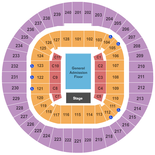 West Virginia University Coliseum Endstage GA Floor Seating Chart