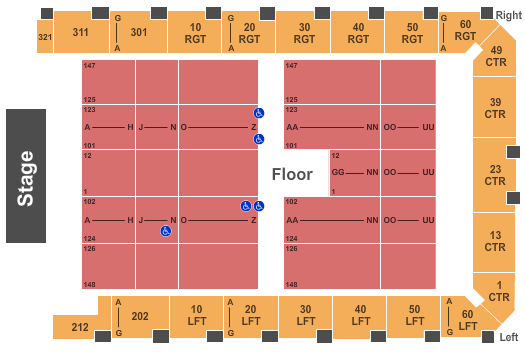 Westchester County Center Endstage - Reserved Floor Seating Chart