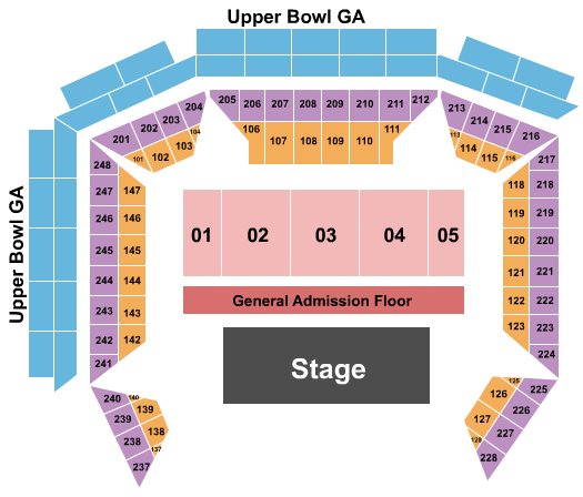 Westville Music Bowl GA & Reserved Floor Seating Chart