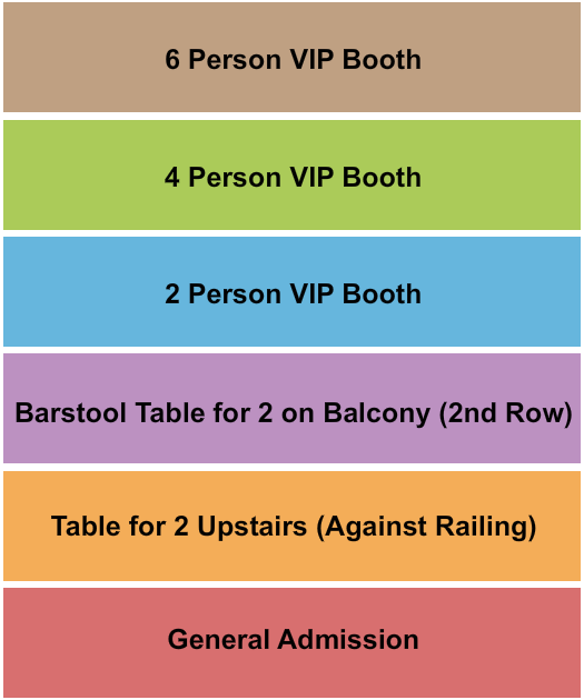 Whisky A Go Go GA/VIP Booth/Barstool Seating Chart