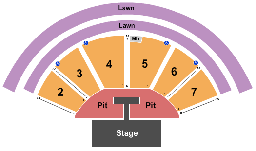 White Oak Amphitheatre At Greensboro Coliseum Complex End Stage Pit Seating Chart