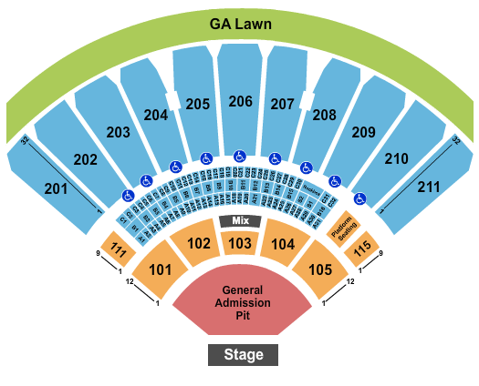 White River Amphitheatre Endstage GA Pit Seating Chart