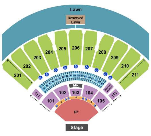 Pit/Reserved Lawn Section at White River Amphitheatre Seating Chart ...