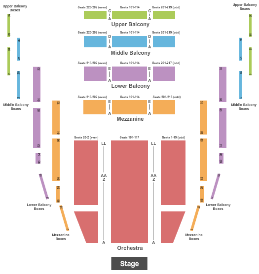 Whiting Auditorium Seating Map