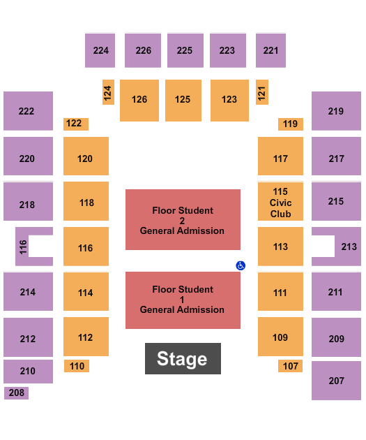 Wicomico Civic Center Endstage GA Floor Seating Chart