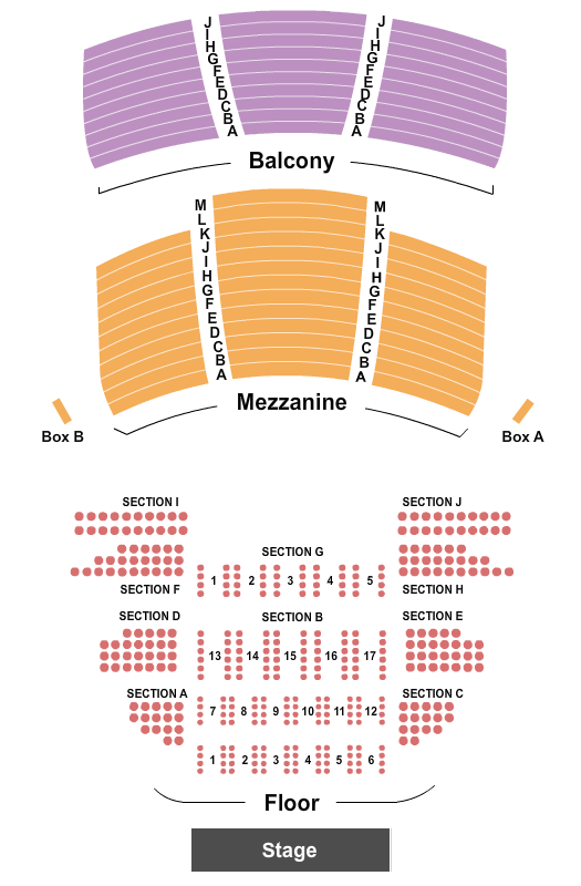 Wilbur Theatre - MA End Stage Tables Seating Chart