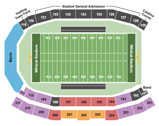 Wildcat Stadium - TX Football 2020 Seating Chart