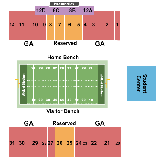 Wildcat Stadium - GA Football Seating Chart