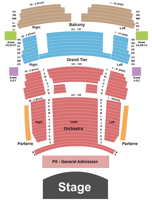 Cape Fear Community College's Wilson Center Endstage GA Pit Seating Chart