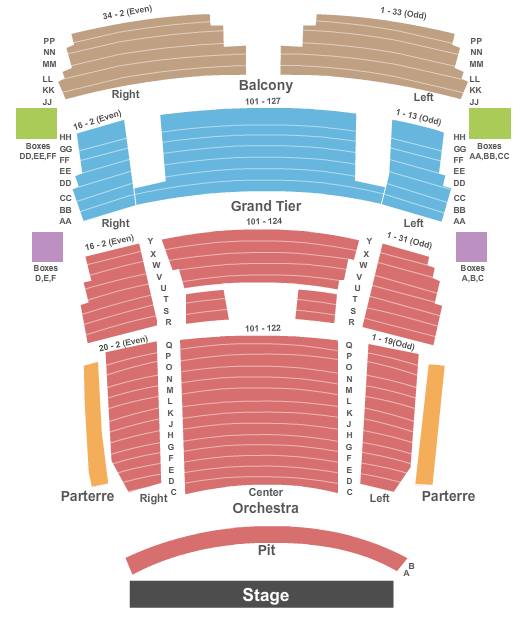 Cape Fear Community College's Wilson Center Seating Map