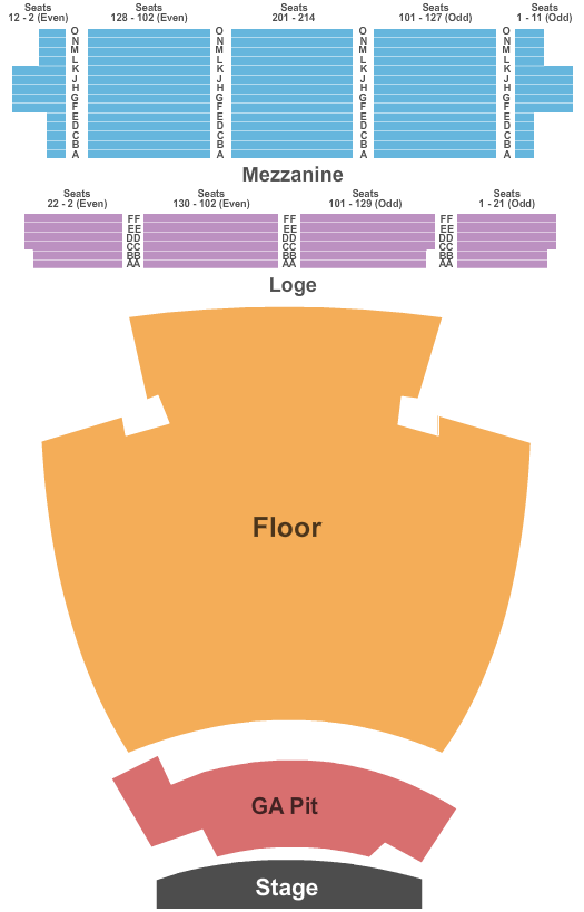 The Wiltern Endstage GA Floor & GA Pit Seating Chart