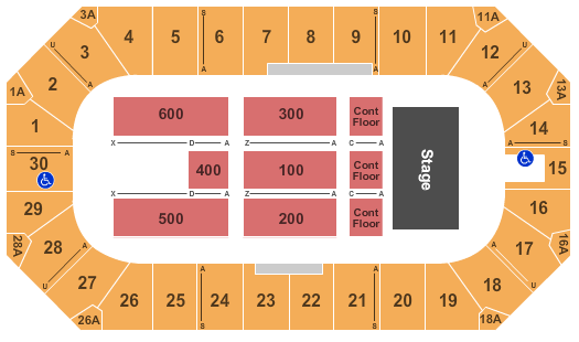 Wings Event Center End Stage Cont Flr Seating Chart