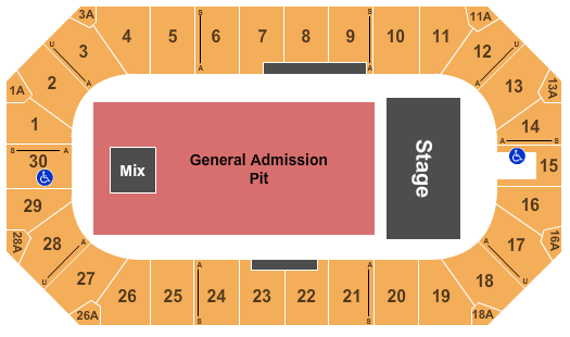 Wings Event Center End Stage GA Pit Seating Chart