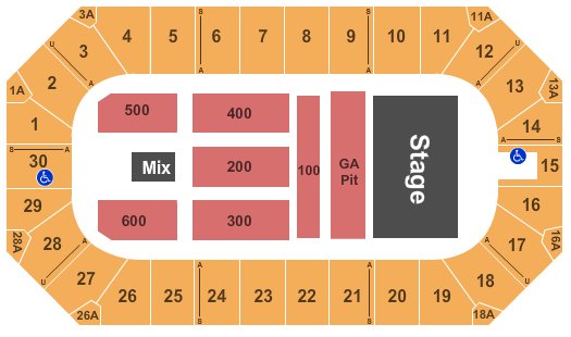 Wings Event Center End Stage Pit Seating Chart