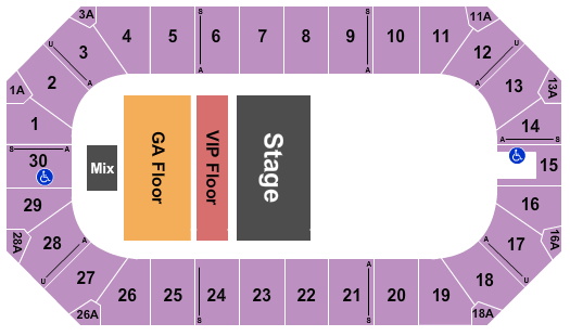 Wings Event Center Endstage VIP/GA Floor Seating Chart