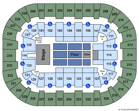 Wolstein Center - CSU Convocation Center Endstage Flr Res Seating Chart