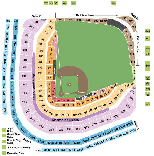 Wrigley Field Seating Chart for the Chicago Cubs