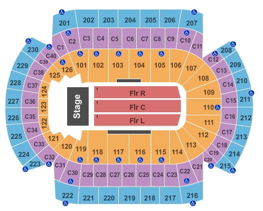 Xcel Energy Center Full House Concert - Reserved Flr Seating Chart