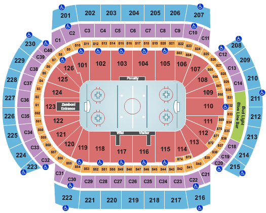 seating chart for Xcel Energy Center - Hockey - eventticketscenter.com