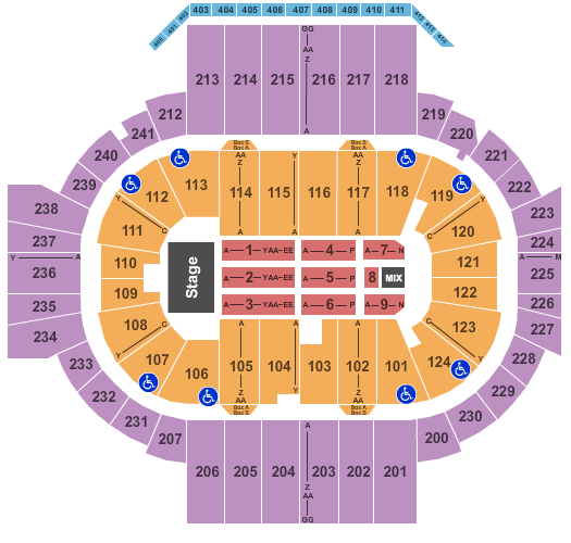XL Center End Stage Seating Chart