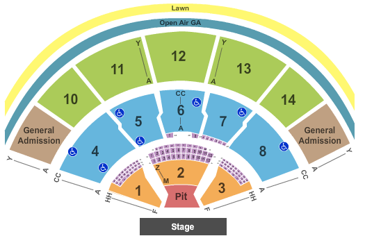 Xfinity Center - MA Endstage Pit - Reserved and GA Seating Chart