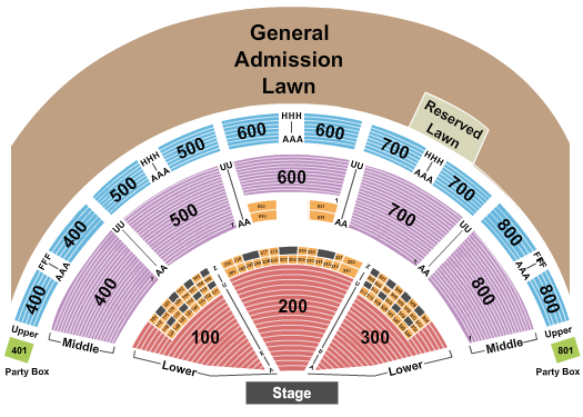 Xfinity Theatre (formerly Comcast Theatre) Seating Chart