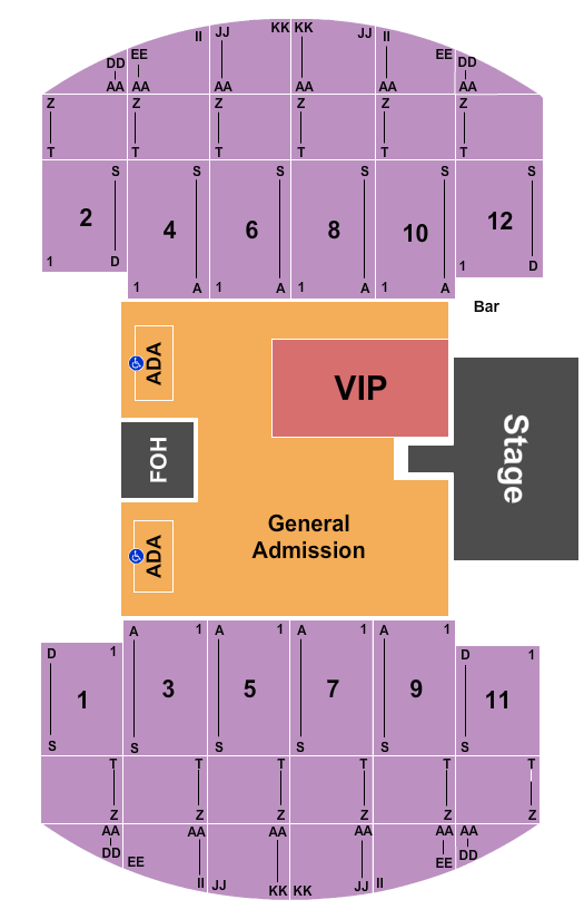 Yakima Valley Sundome End Stage GA/VIP Floor Seating Chart
