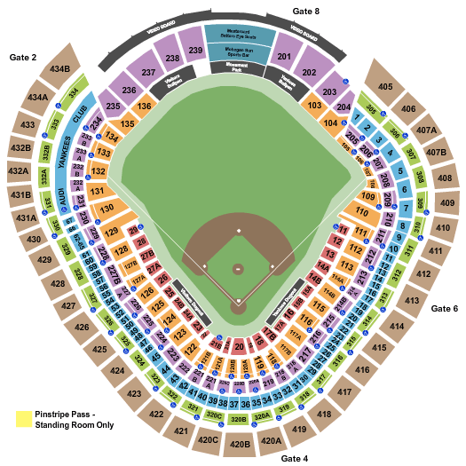 Yankee Stadium seating chart for the New York Yankees