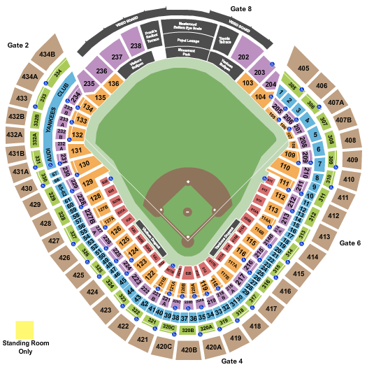 seating chart for Yankee Stadium - Baseball - eventticketscenter.com