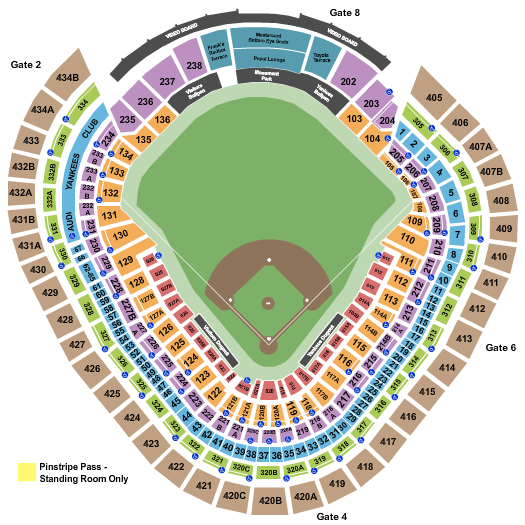 Yankee Stadium COVID Baseball Seating Chart